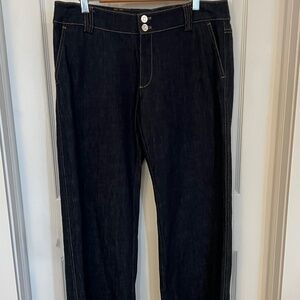 St. John DESIGNER denim blue jeans trousers pants size 12 NWOT MINT!!!!